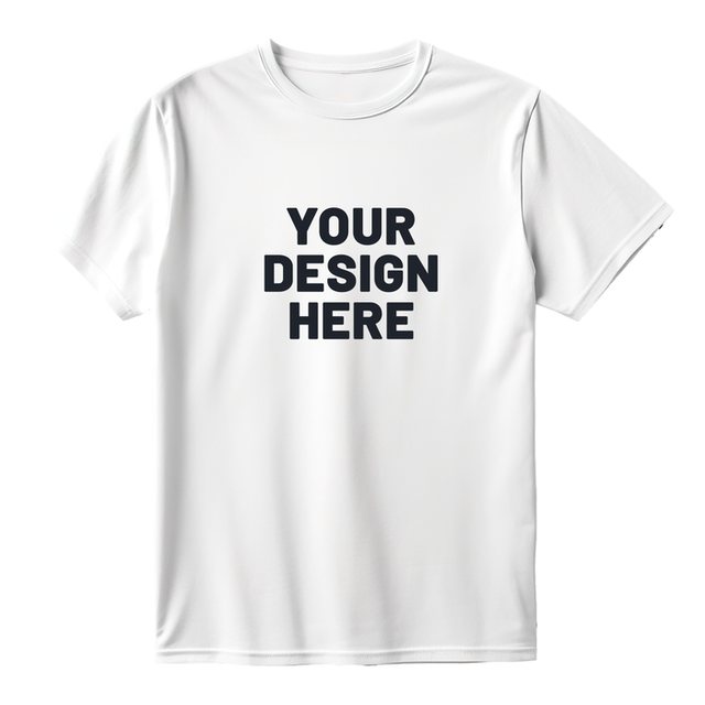 White tee reading Your design here